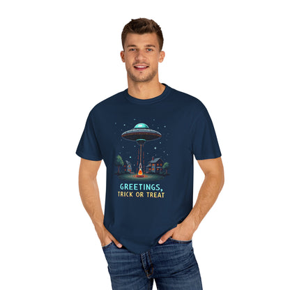 Halloween Alien Greetings T-Shirt, Unisex T-Shirt, Funny Halloween Tee, Trick or Treat Shirt, Spooky Season Apparel, Gift for [...]
