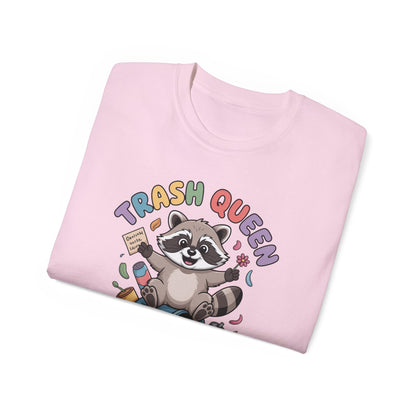 Trash Queen T‑Shirt — Cute Raccoon Recycling Humor Tee