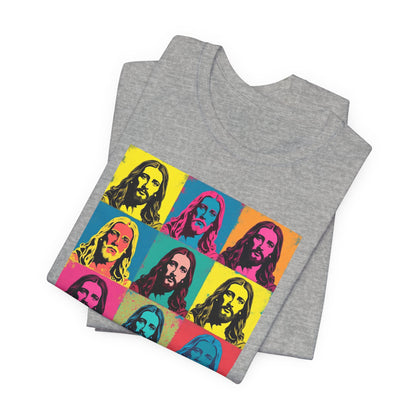Jesus, Pop Art T-Shirt — Retro Colorful Nine-Panel Graphic Tee