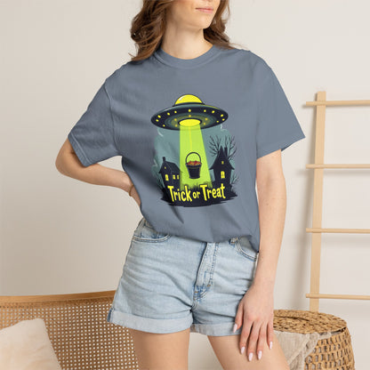 Halloween UFO Trick or Treat T-Shirt — Alien Abduction Spooky Tee