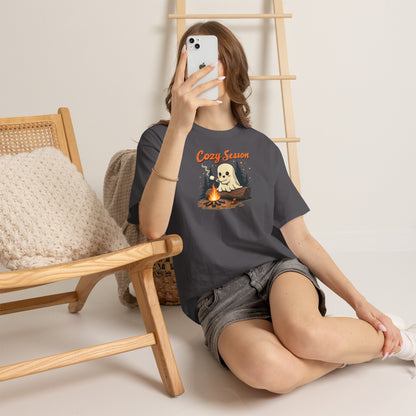 Cozy Season Tee — Cute Ghost Campfire Halloween T-Shirt