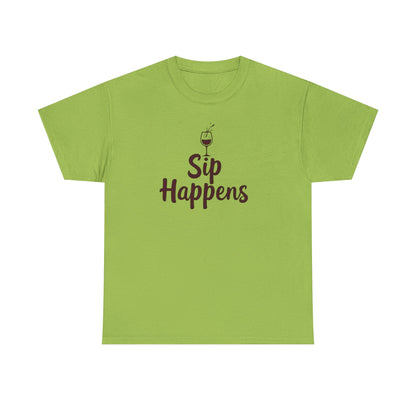 Sip Happens Unisex Heavy Cotton Tee - Funny Graphic Shirt, Casual Wear, Gift for Coffee Lovers, Everyday Comfort, Birthday Party T-Shirt - Psychonaut Swag