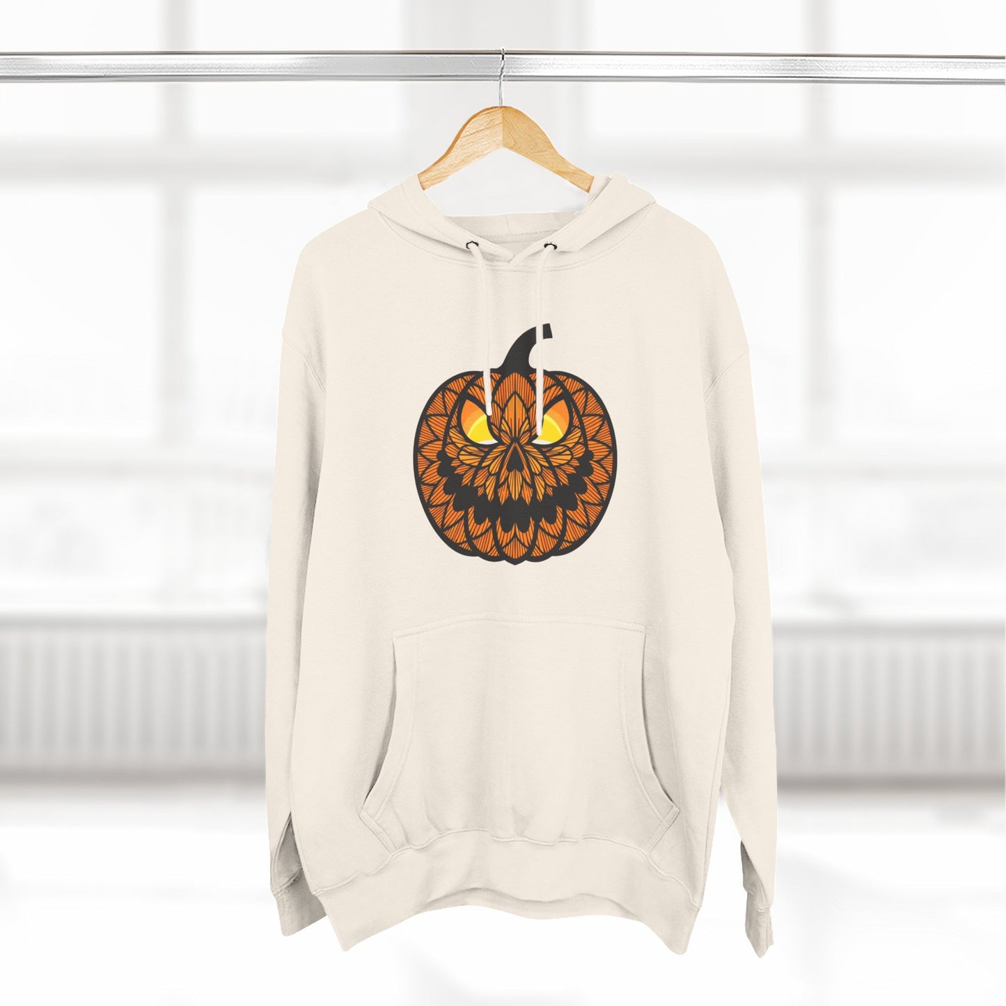 Pumpkin Mandala Hoodie — Halloween Jack-O'-Lantern Fleece Pullover