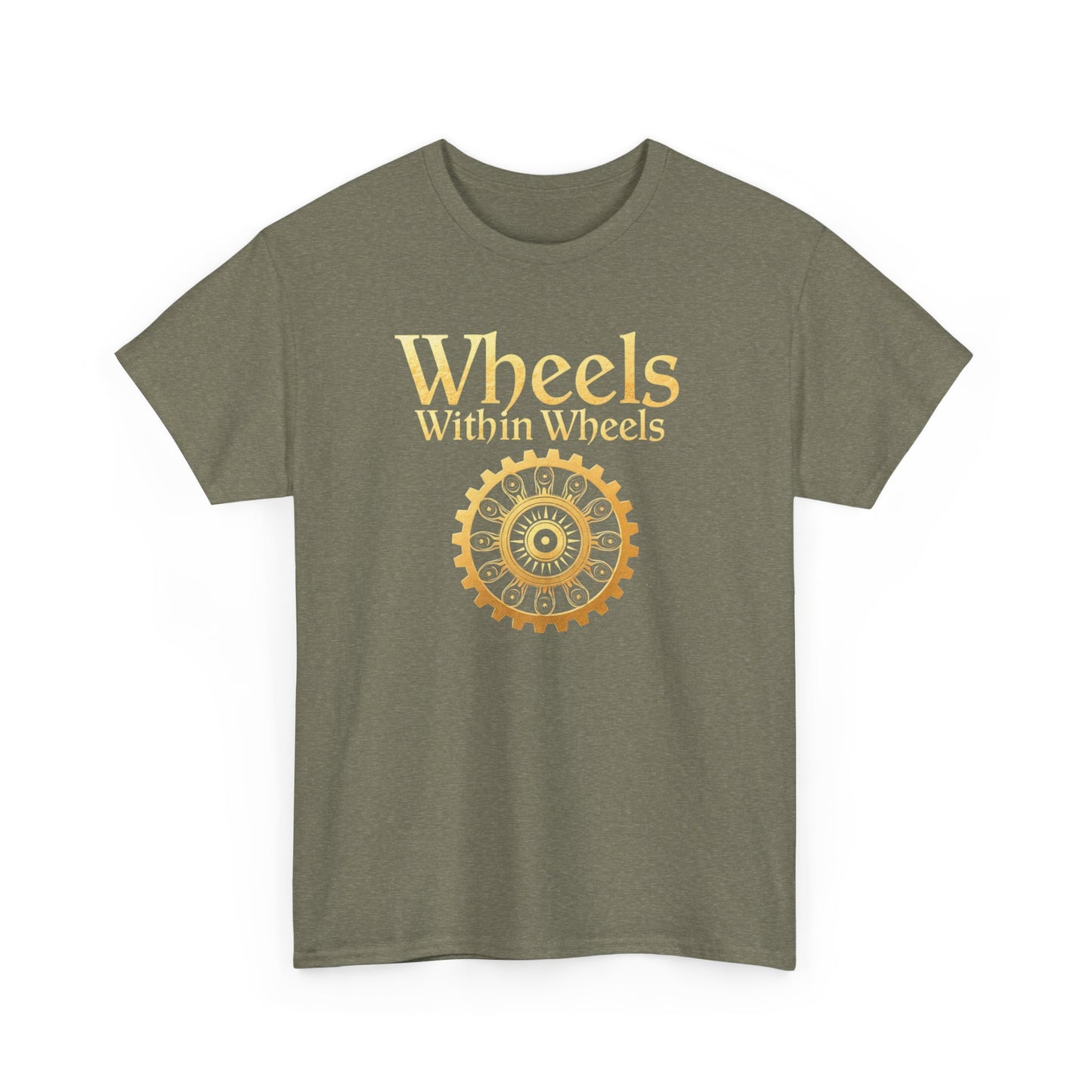 Wheels within wheels, Unisex Heavy Cotton Tee, Casual Wear, Gift for Cyclists, Graphic T-Shirt, Birthday Gift, Summer Style - Psychonaut Swag