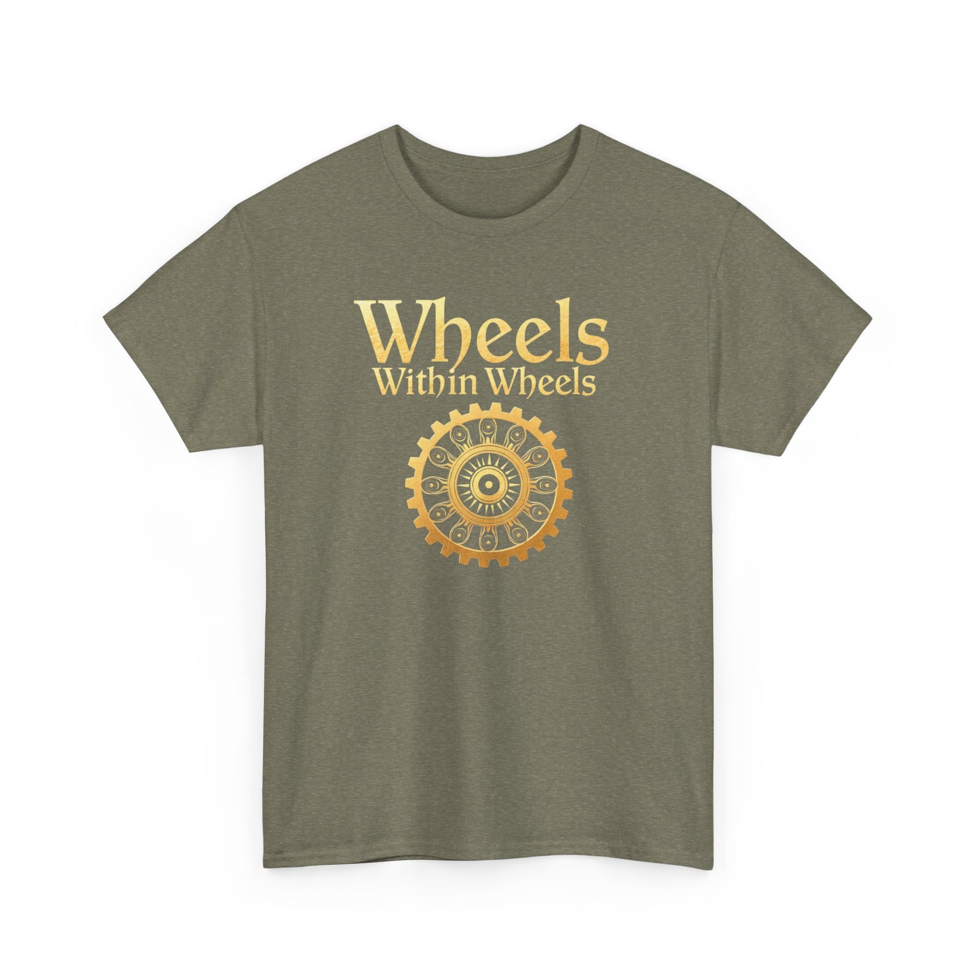 Wheels within wheels, Unisex Heavy Cotton Tee, Casual Wear, Gift for Cyclists, Graphic T-Shirt, Birthday Gift, Summer Style - Psychonaut Swag