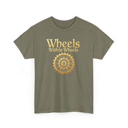 Wheels within wheels, Unisex Heavy Cotton Tee, Casual Wear, Gift for Cyclists, Graphic T-Shirt, Birthday Gift, Summer Style - Psychonaut Swag