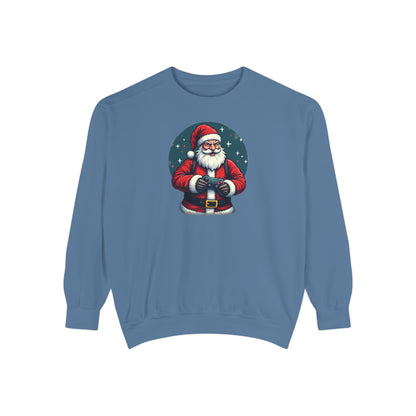 Gamer Santa, Unisex Garment-Dyed Sweatshirt