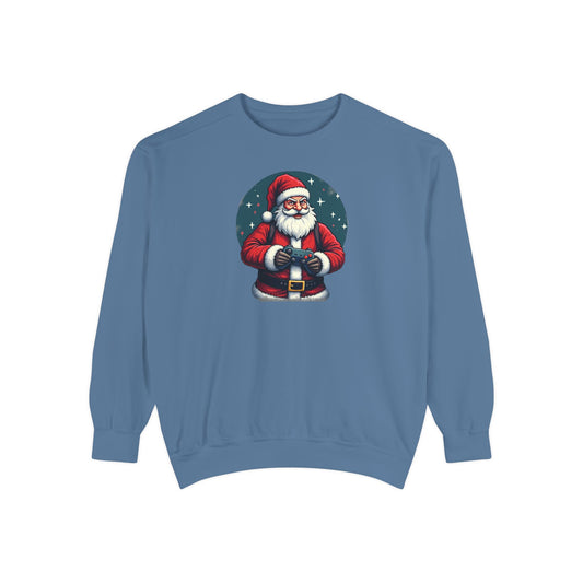 Gamer Santa, Unisex Garment-Dyed Sweatshirt