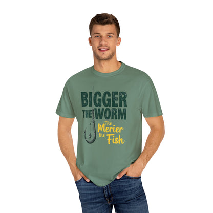 Big Worm Fishing Humor Unisex T-Shirt, Larger Than Life Tee, Gift for Anglers, Fun Outdoors Apparel, Dad's Fishing Day Shirt - Psychonaut Swag