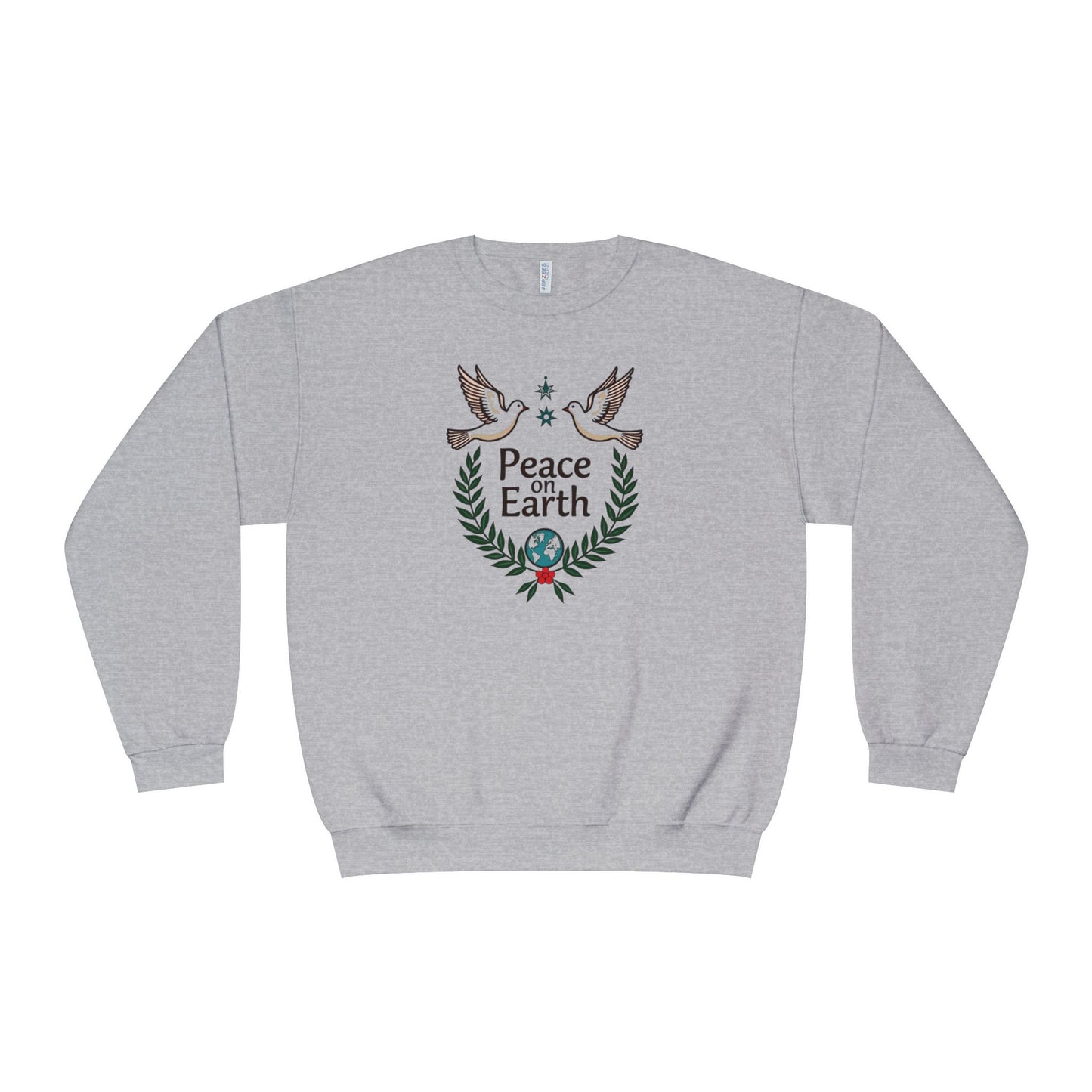 Peace on Earth Crewneck Sweatshirt — Holiday Dove & Laurel Graphic