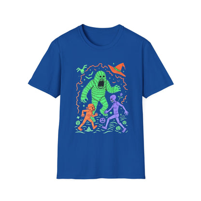 Sasquatch gets angry when out of candy Halloween T‑Shirt — Neon Green Creature Trick‑Or‑Treat Tee