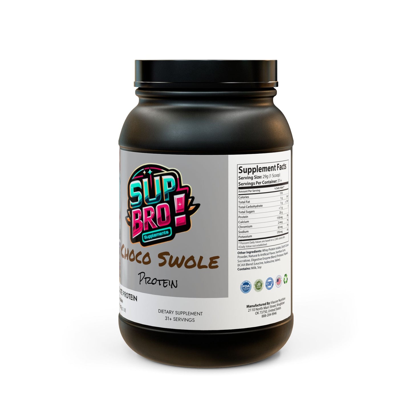 Sup Bro, Choco Swole Protein, Whey Isolate Protein Supplement (907g, 2lb)
