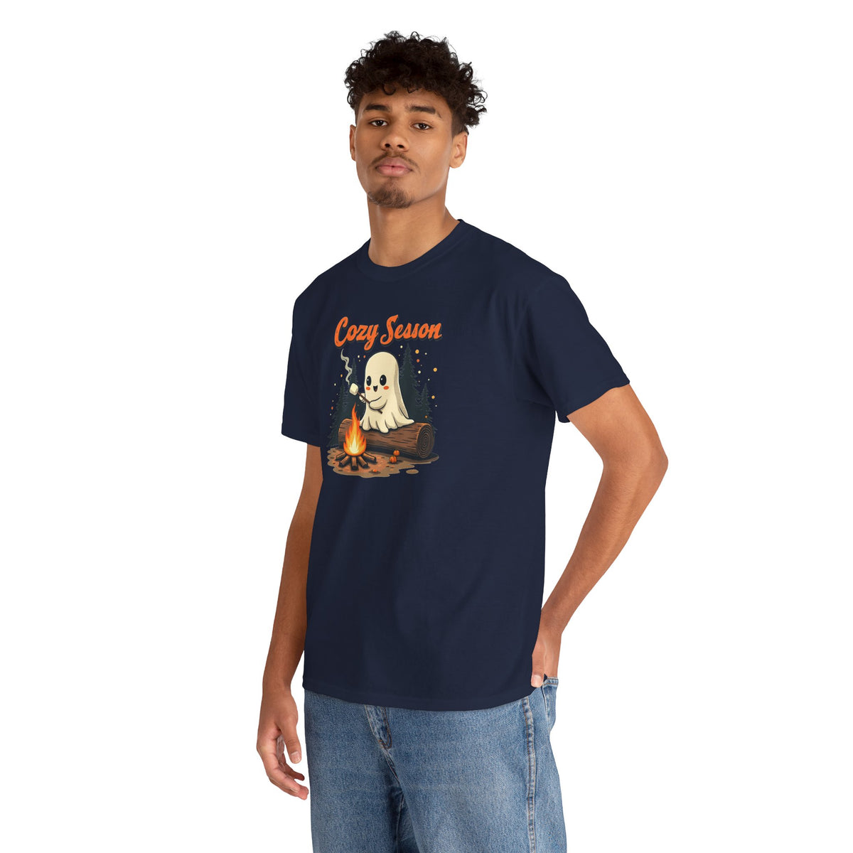 Cozy Season Tee — Cute Ghost Campfire Halloween T-Shirt
