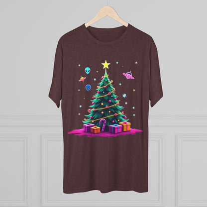 Alien visitors Christmas tree, Unisex Tri-Blend Crew Tee