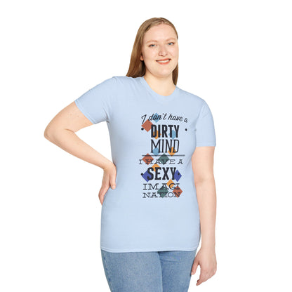 Graphic Tee — "I Don't Have a Dirty Mind, I Have a Sexy Imagination" Retro Geometric Design