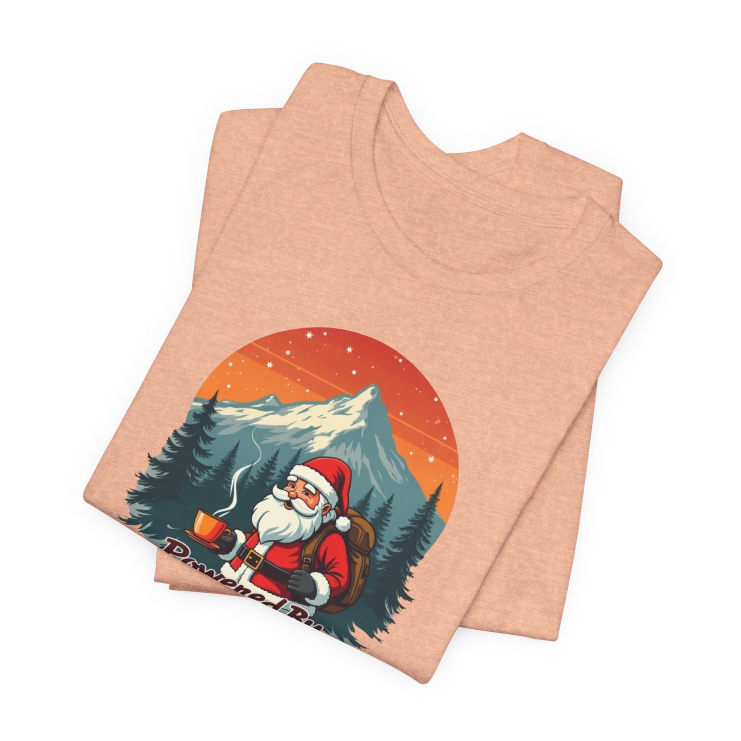 Coffee-Powered Santa T-Shirt — "Powered by Coffee" Holiday Tee