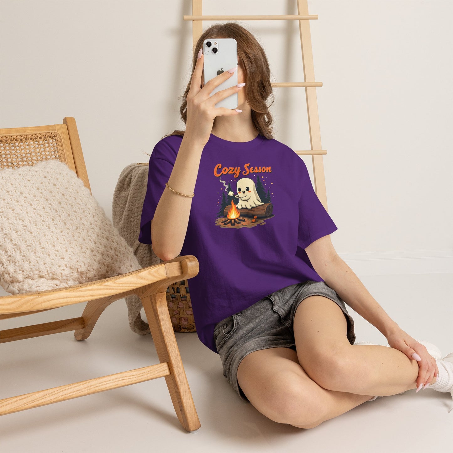Cozy Season Tee — Cute Ghost Campfire Halloween T-Shirt
