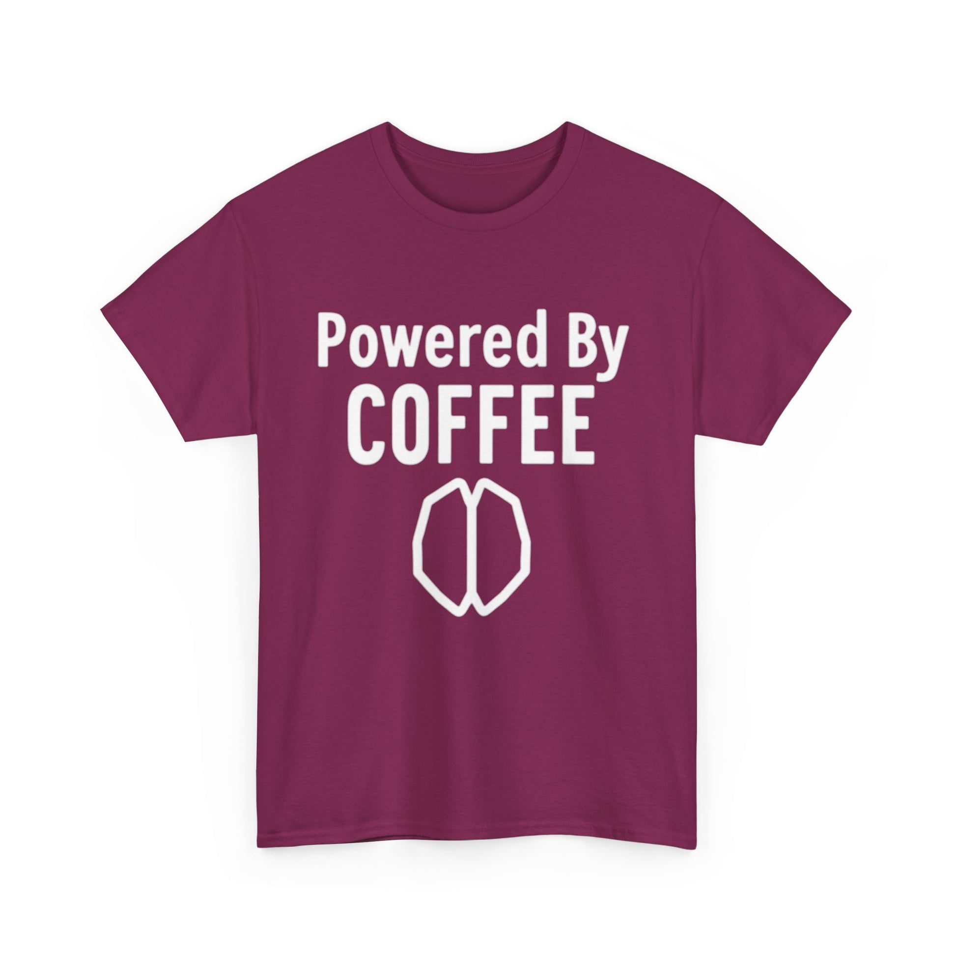 Powered By Coffee Unisex Heavy Cotton Tee, Funny Coffee Lover Shirt, Gift for Barista, Casual Wear, Perfect for Birthdays, Everyday Use - Psychonaut Swag