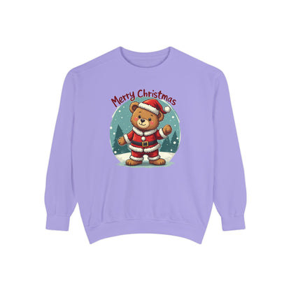 Christmas Bear, Unisex Garment-Dyed Sweatshirt