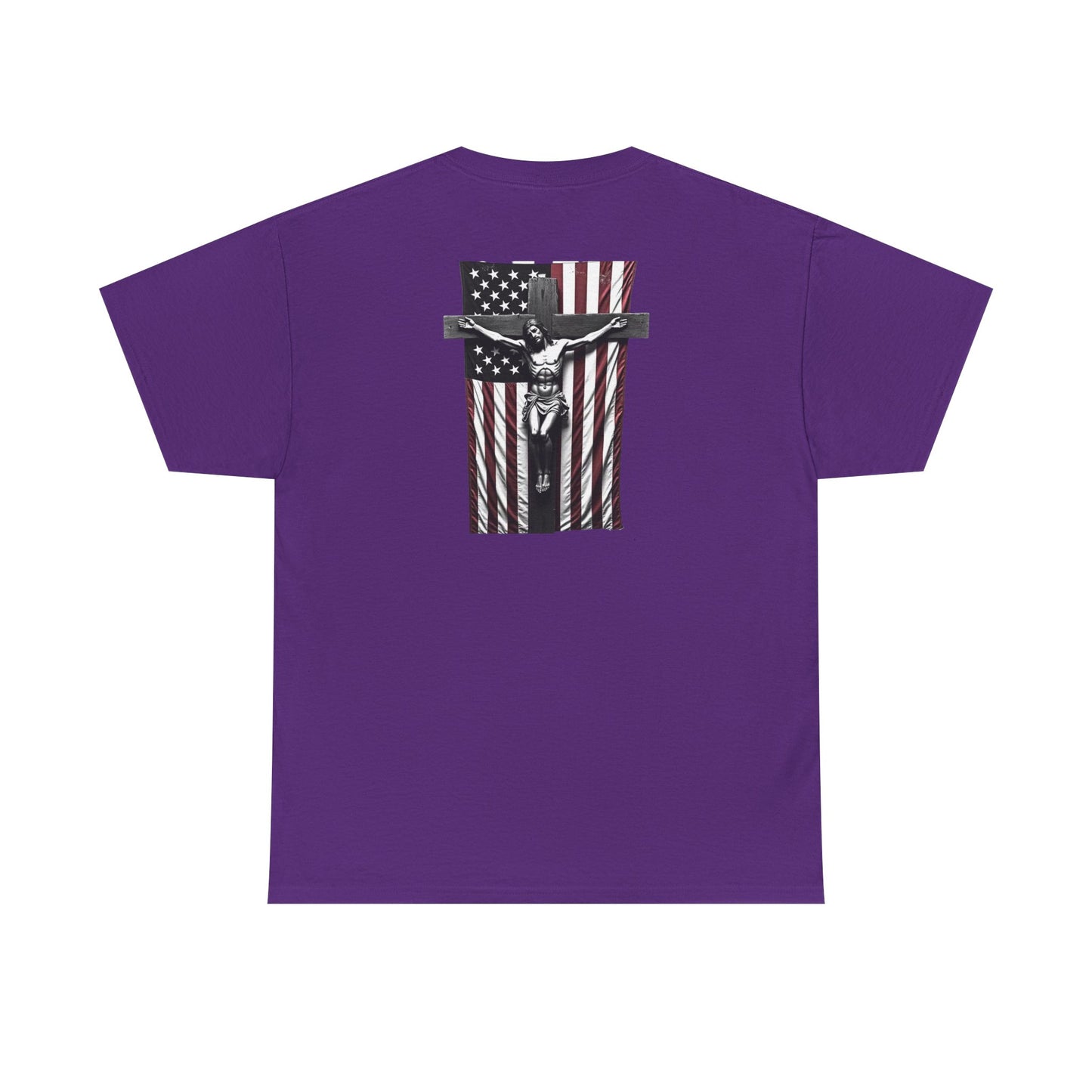 A Christian Nation T-Shirt — Crucifix Over American Flag Graphic Tee