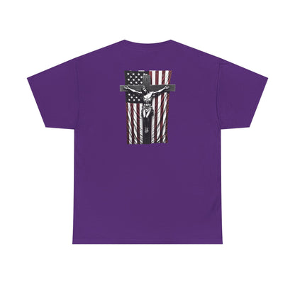 A Christian Nation T-Shirt — Crucifix Over American Flag Graphic Tee