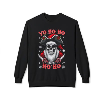 Skeleton Santa, Yo ho ho, Crewneck Sweatshirt — "Yo Ho Ho" Gothic Christmas Pullover