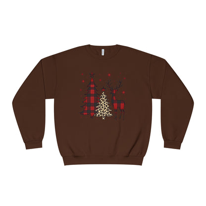 Christmas Buffalo Plaid Trees & Reindeer Crewneck Sweatshirt