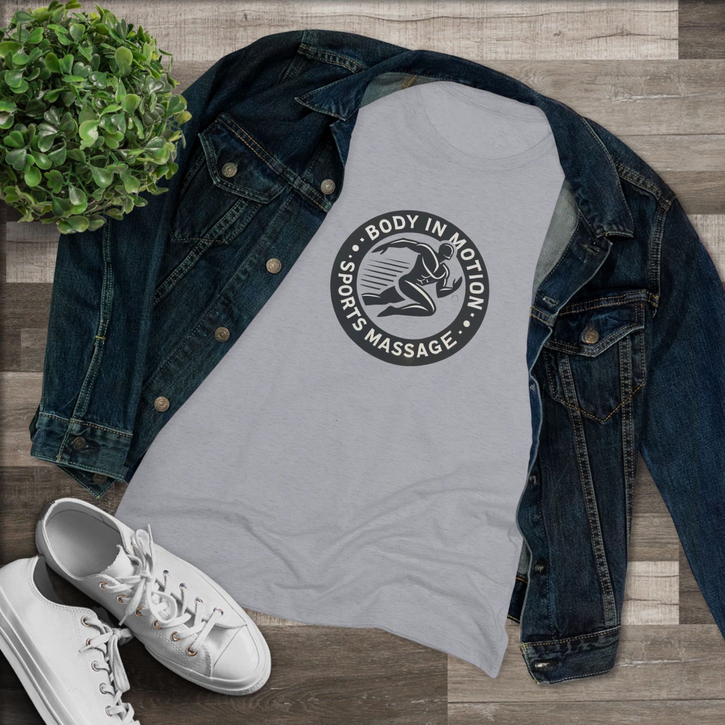 Sports Massage, Women’s Triblend Tee — "Body in Motion Sports Massage" Logo Shirt