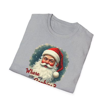 Where Are My Cookies? Vintage Santa T-Shirt — Funny Christmas Holiday Tee