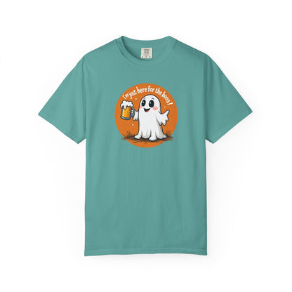 Halloween Ghost Beer T-Shirt — "I’m Just Here for the Boos" Cute Spooky Tee