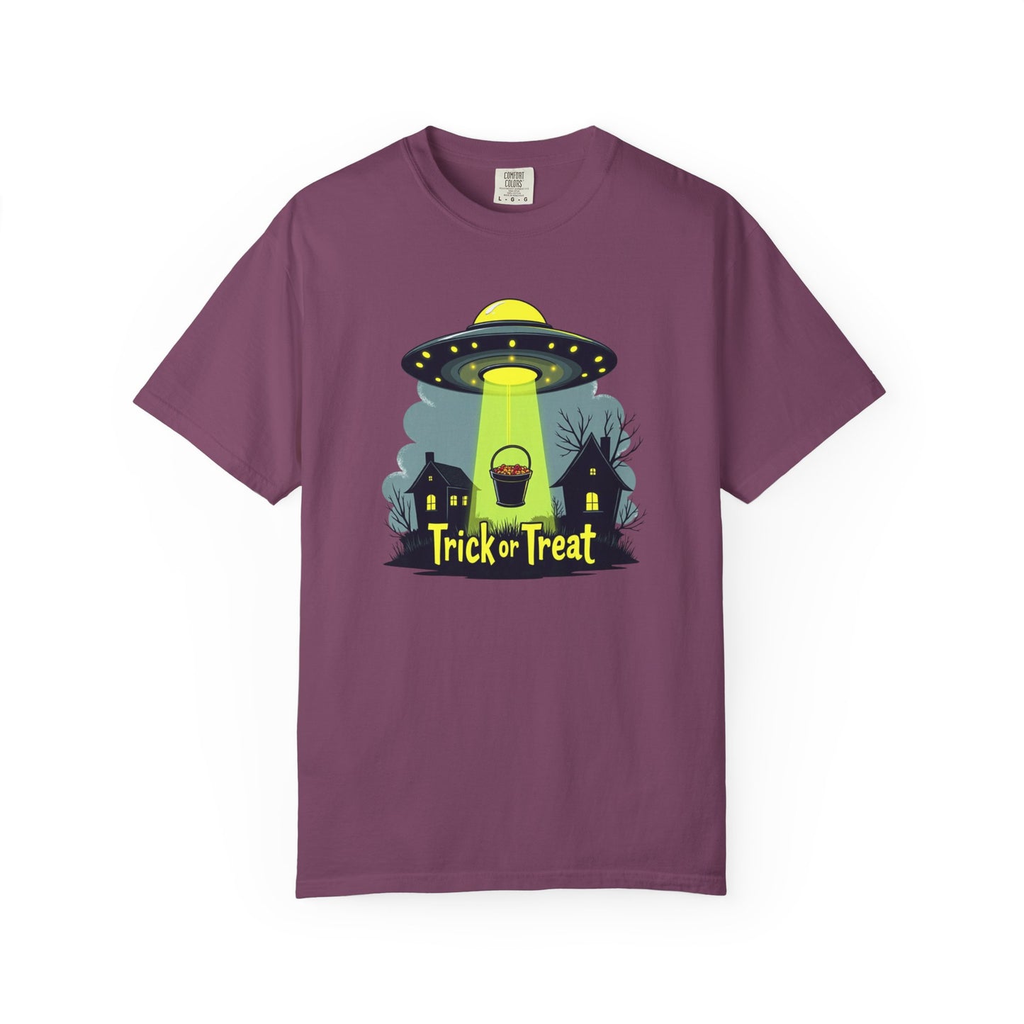 Halloween UFO Trick or Treat T-Shirt — Alien Abduction Spooky Tee