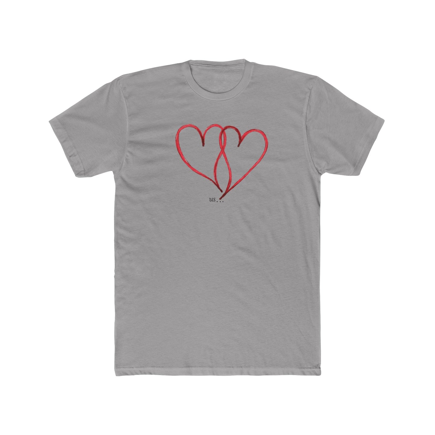 Heart Line Art T‑Shirt — Minimal Red Double Heart Tee