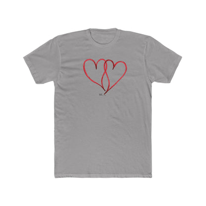 Heart Line Art T‑Shirt — Minimal Red Double Heart Tee
