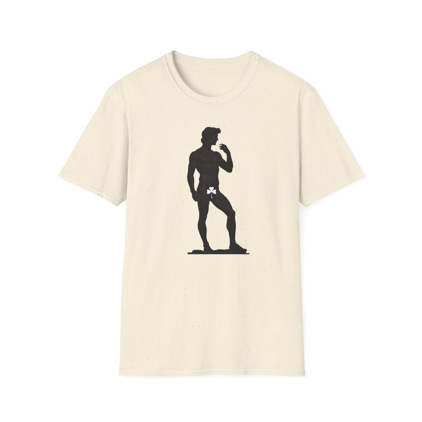 Statue with Clover Leaf — Classic Michelangelo David Silhouette Tee