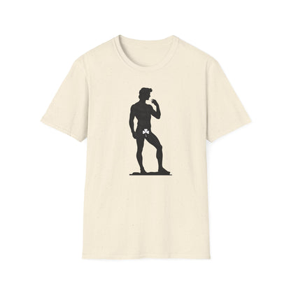 Statue with Clover Leaf — Classic Michelangelo David Silhouette Tee