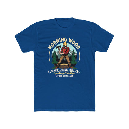 Morning Wood Lumberjack T-Shirt — 'Lumberjacking Services: Waking Our Log Before Breakfast' Vintage Tee