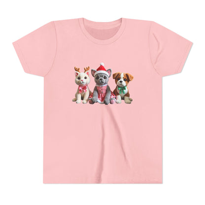 Kids Christmas Puppy Tee — Cute Festive Dogs in Santa Hats