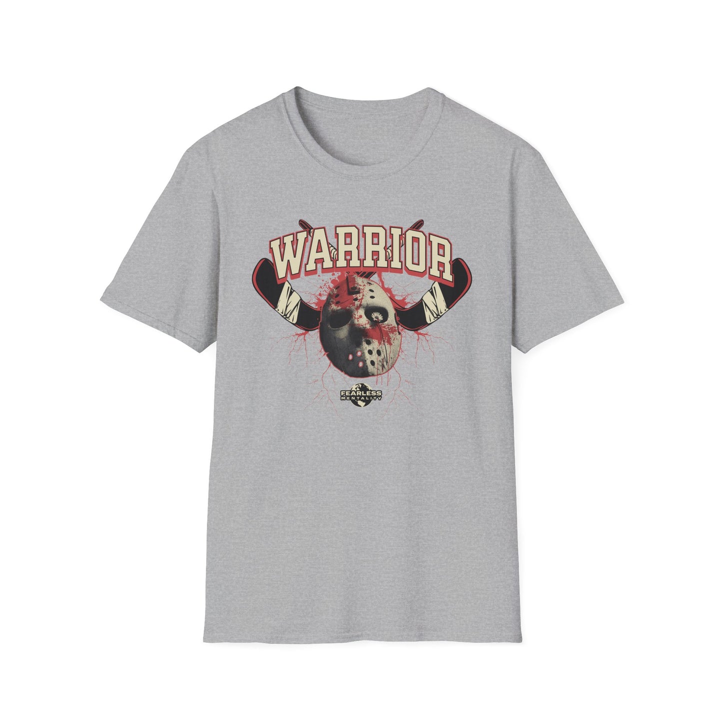 Warrior Hockey Mask T-Shirt — Vintage Sports Skull Design