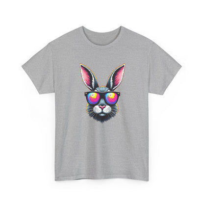 Bunny with Heart Sunglasses Tee — Retro Neon Rabbit Graphic T-Shirt