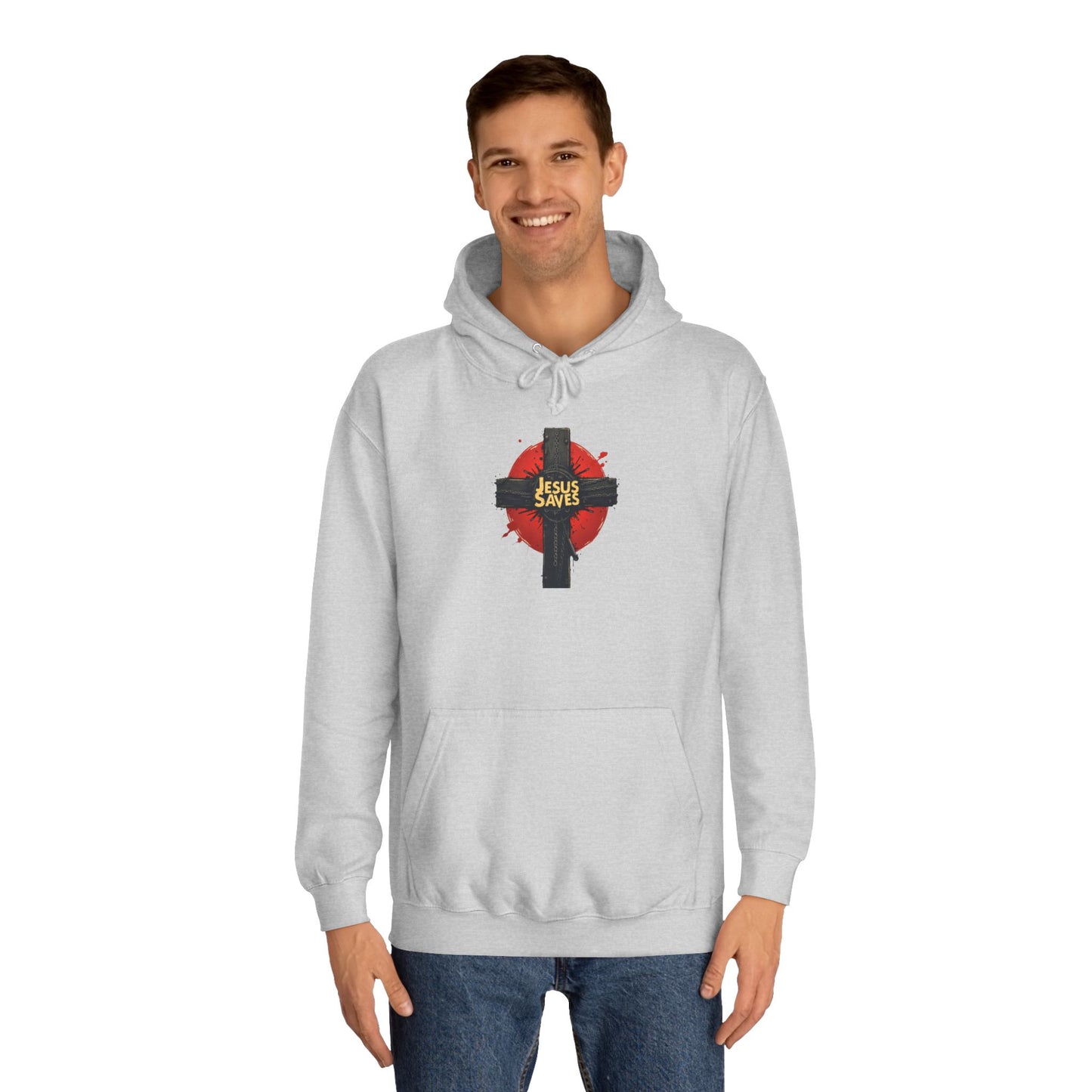 Christian Cross Hoodie – Jesus Saves Heart Graphic