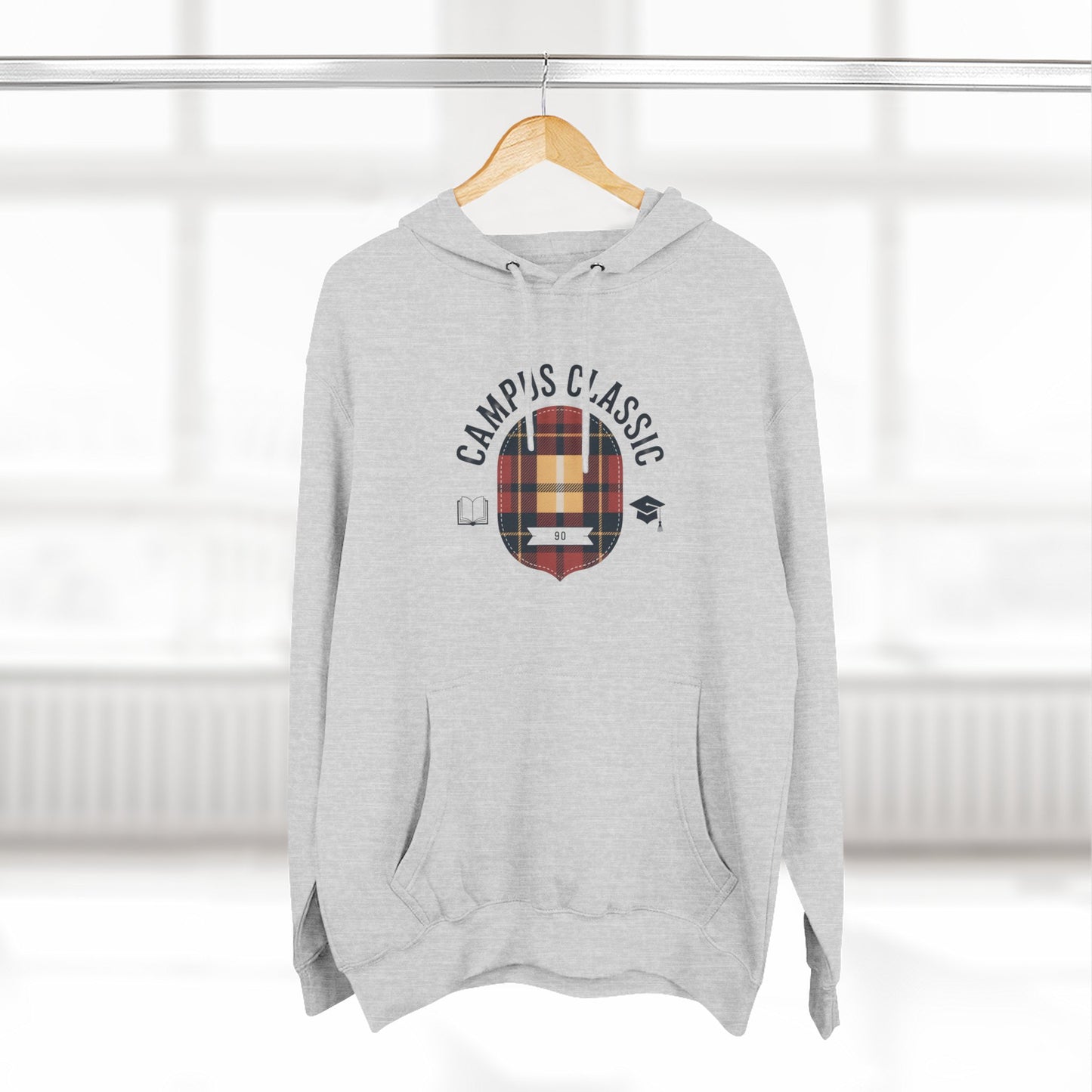 Campfire Classic Plaid Hoodie — Vintage Camping Fleece Pullover