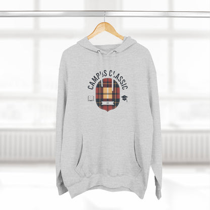 Campfire Classic Plaid Hoodie — Vintage Camping Fleece Pullover