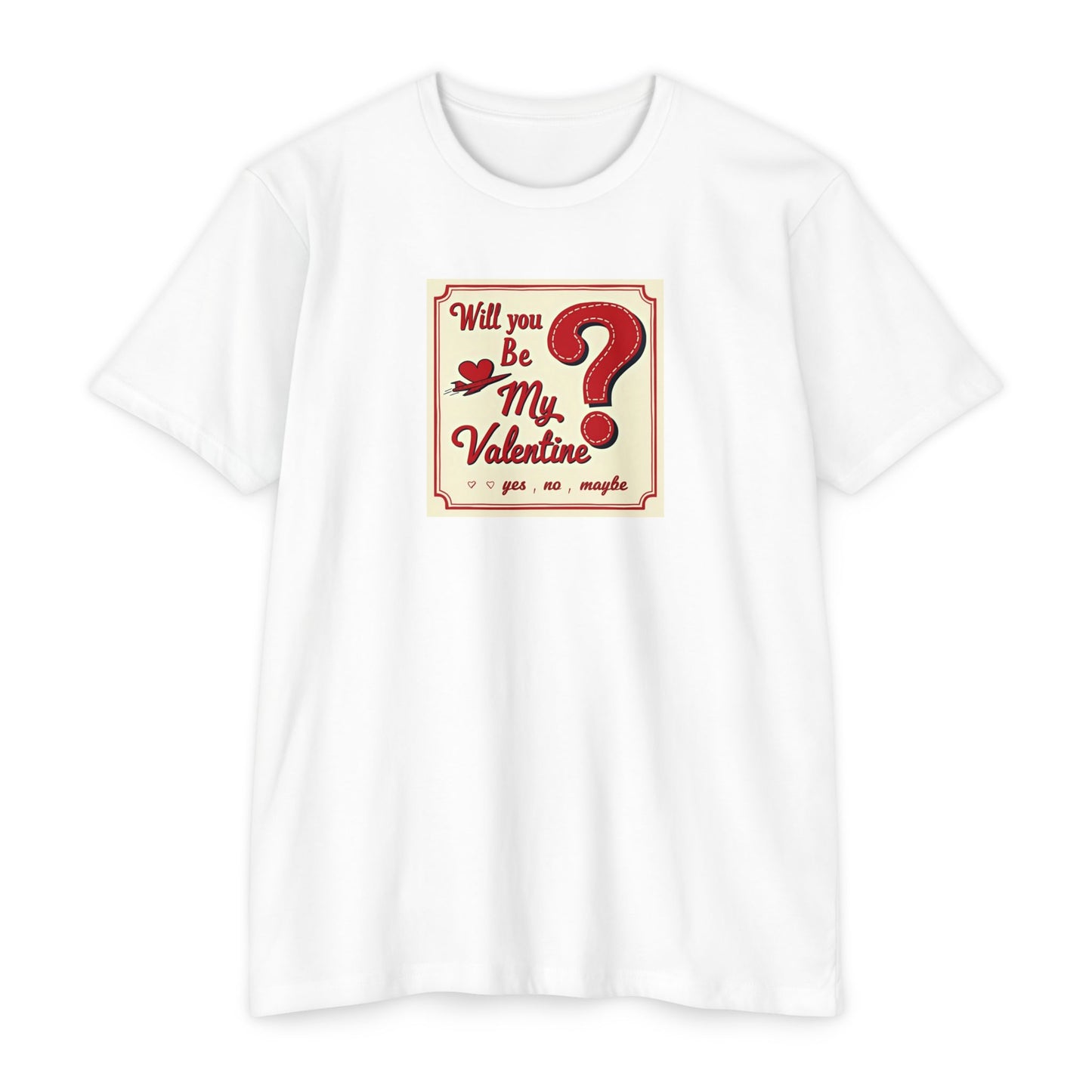 Valentine Question Mark T-Shirt — "Will You Be My Valentine?" Retro Design