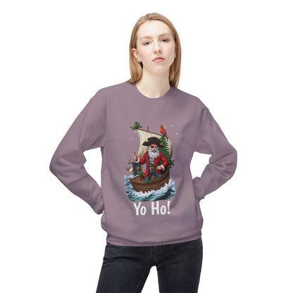 Santa Pirate, Yo Ho, Crewneck Sweatshirt — Nautical Christmas Holiday Sweater