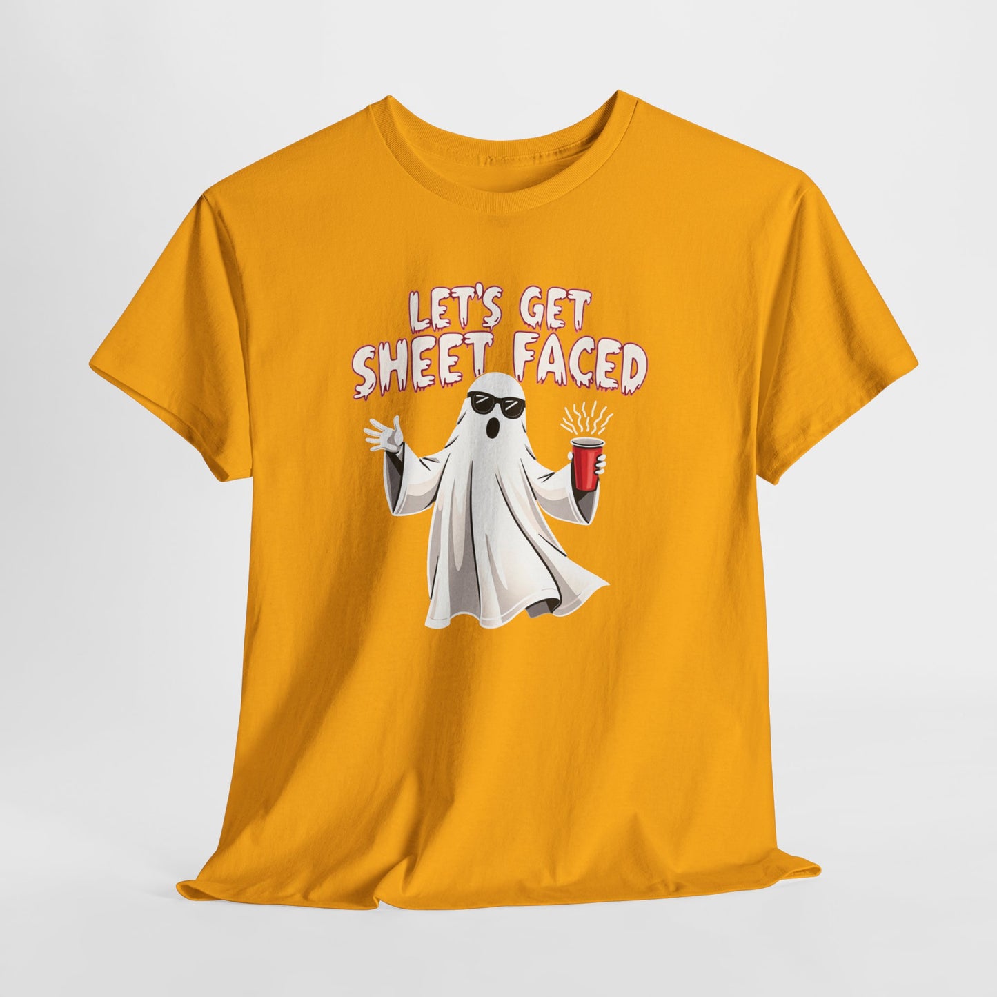 Let's Get Sheet Faced Ghost T‑Shirt — Funny Halloween Party Tee