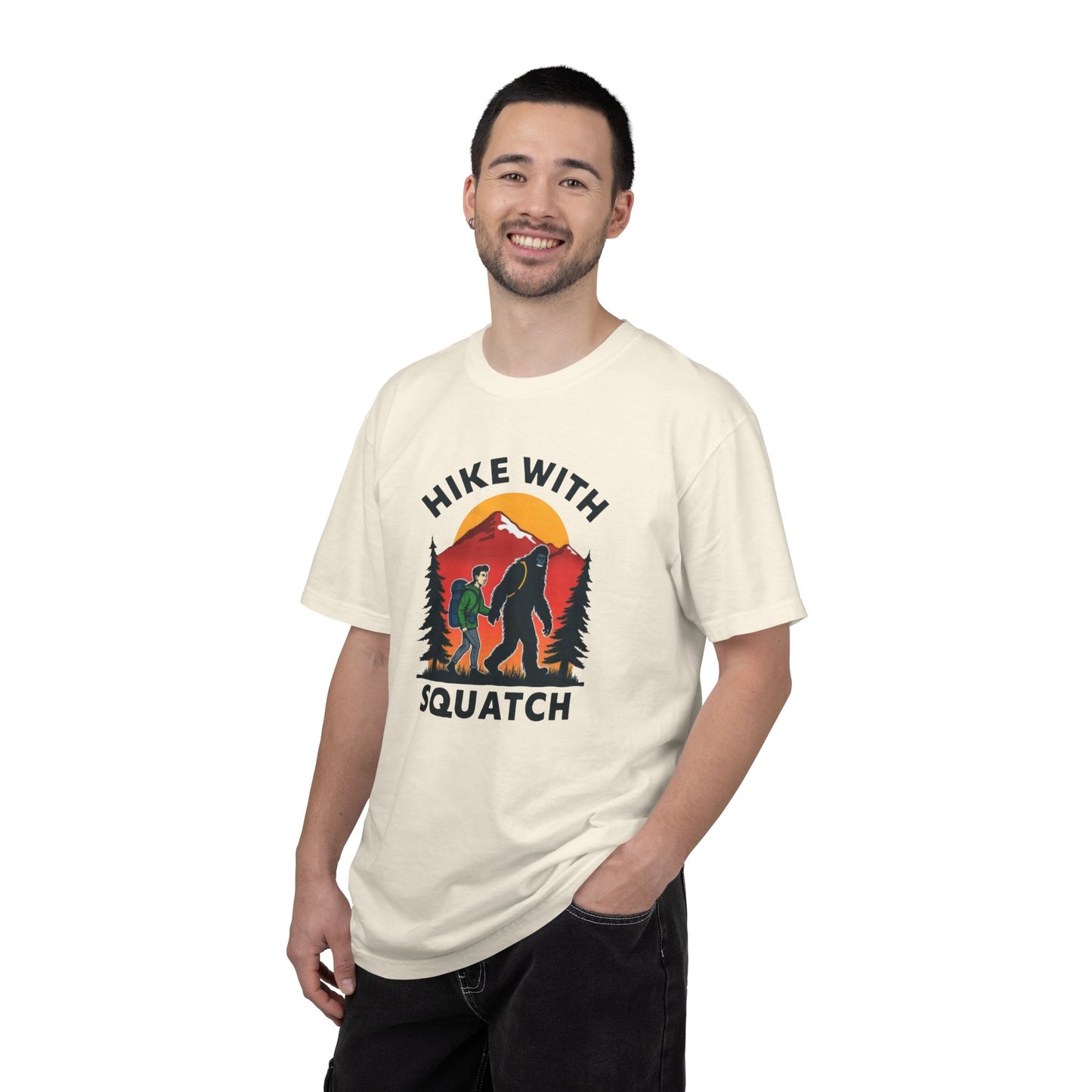 Hike With Squatch T-Shirt — Vintage Bigfoot Hiking Graphic Tee