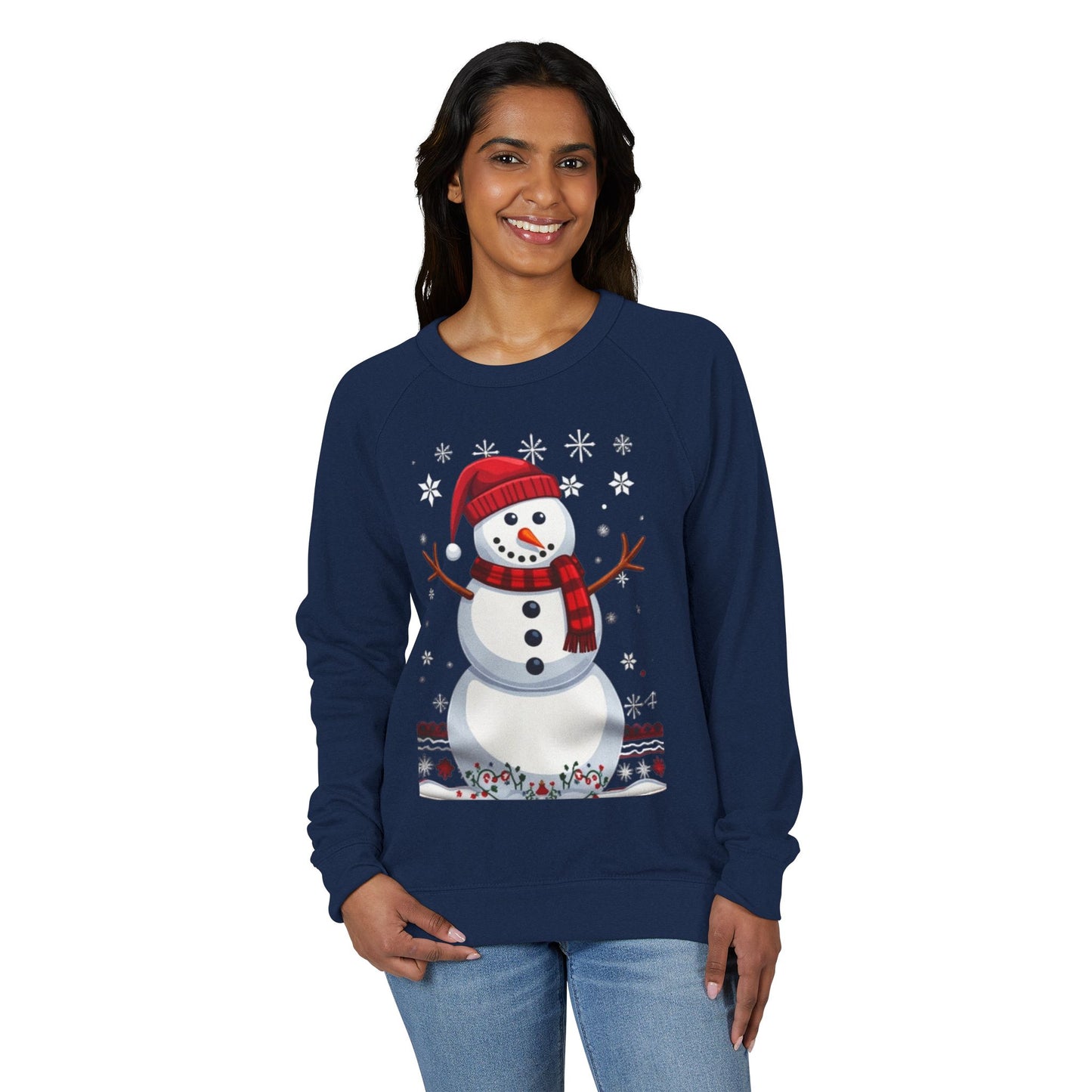 Snowman Holiday Crewneck — Snowy Season Raglan Sweatshirt
