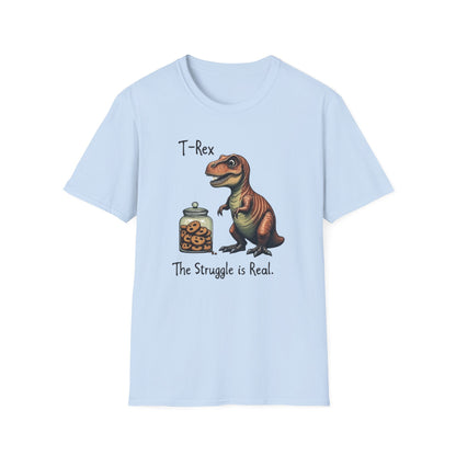 Funny T-Rex, The Struggle is real, T-Shirt, Dinosaur Gift, Unisex Apparel, Quirky Graphic Tee, Perfect for Birthdays and Parties - Psychonaut Swag