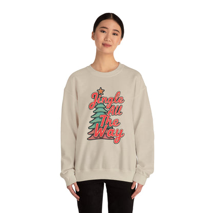 Christmas Sweatshirt — "Jingle All The Way" Retro Tree Holiday Crewneck