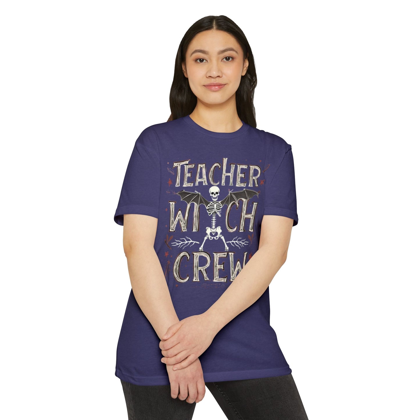 Teacher Witch Crew T-Shirt — Halloween Skeleton Teacher Tee